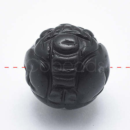 Carved Round Natural Obsidian Beads G-P360-01-12mm-1