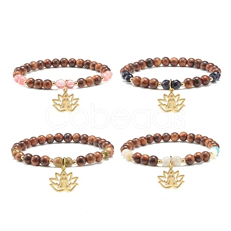 Lotus Charm Bracelet BJEW-JB07134-1