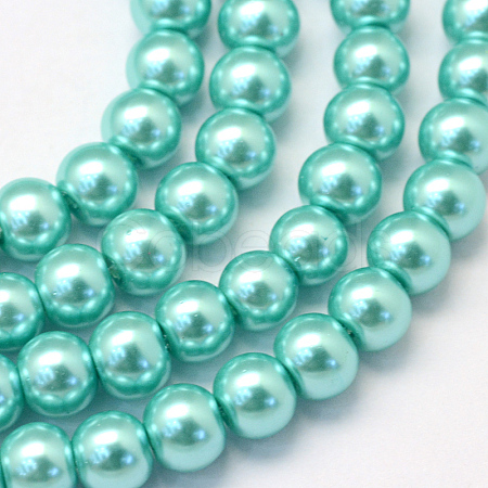 Baking Painted Pearlized Glass Pearl Round Bead Strands HY-Q003-4mm-65-1