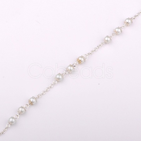 Handmade Round Glass Pearl Beads Chains for Necklaces Bracelets Making X-AJEW-JB00056-01-1