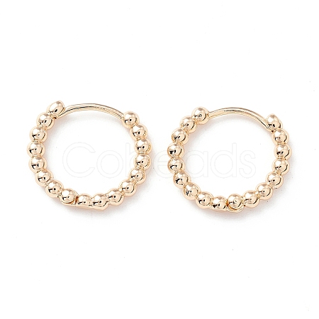 Rack Plating Brass Beaded Huggie Hoop Earrings for Women X-KK-D069-09G-RS-1