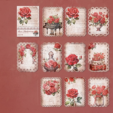 10 Sheets Rose Flower Scrapbook Paper Pads PW-WG84623-06-1