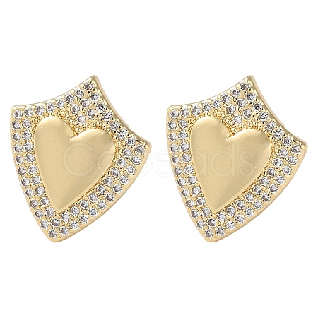Rack Plating Brass Micro Pave Cubic Zirconia Stud Earrings EJEW-M230-17G-1