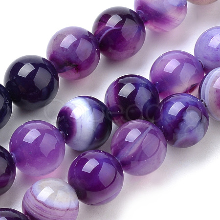 Natural Striped Agate/Banded Agate Beads Strands X-G-S259-04F-6mm-1