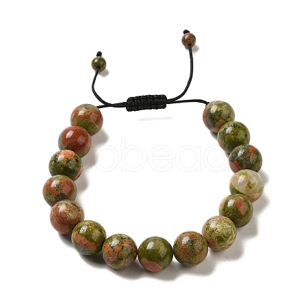 12.5mm Round Natural Unakite Braided Bead Bracelets for Women Men BJEW-C060-01H-1