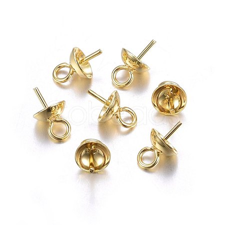 201 Stainless Steel Cup Pearl Peg Bails Pin Pendants STAS-O107-16G-1