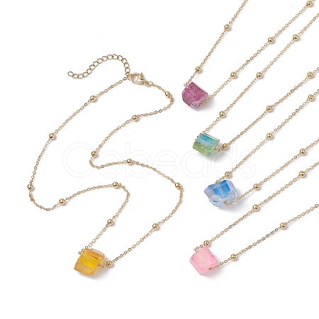 Electroplated Raw Natural Quartz Pendant Necklaces NJEW-JN04968-1