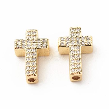 Rack Plating Brass Cubic Zirconia Beads KK-B051-06G-01-1