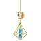 Metal Moon Hanging Ornaments, Glass Teardrop & Rectangle Tassel Suncatcher for Home Outdoor Decoration, Golden, 360mm