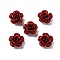 3D Rose Flower Baking Paint Aluminum Beads, with Sequins, Dark Red, 15.5x9mm, Hole: 1.2mm