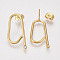 Left and Right 304 Stainless Steel Stud Earring Findings, with Ear Nuts/Earring Backs, Golden, 24x12x1.5mm, Hole: 1.5mm, Pin: 0.8mm