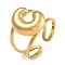 304 Stainless Steel Finger Ring, Real 18K Gold Plated Cuff Ring, Letter C, Inner Diameter: 18mm, Letter: 14~15x6.5~19mm