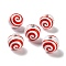 Printed Wood European Beads, Round with Stripe Pattern, Red, 20x18mm, Hole: 4mm