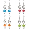 4 Pairs Mushroom Alloy and Lampwork Dangle Earring, with Brass Earring Findings, Mixed Color, 57x13mm