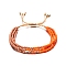 Glass Seed Beads Braided Bead Bracelets, Orange, Inner Diameter: 2-3/8 inch(6cm)