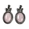 Natural Rose Quartz Pendants, Butterfly Oval Charms, with Antique Silver Tone Alloy Findings, Cadmium Free & Lead Free, 42.5x26x8.5mm, Hole: 4x6mm