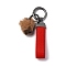 Plush & Imitation Leather Keychain, with Gunmetal Alloy Finding, for Bag Car Pendant Decoration, Pom Pom Ball, Red, 18cm