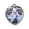 Alloy Pendant, Heart with Cat, Platinum, White, 21x18x2.5mm, Hole: 2mm