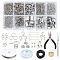 DIY Earring Bracelet Necklace Making Finding Kit, Including Elastic Thread, Cowhide Leather Cord, Alloy Clasps, 304 Stainless Steel Eye Hooks, Brass Rings, Tweezers, Pliers, Mixed Color, 20x21x3mm, Hole: 2mm