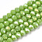 Electroplate Glass Beads Strands, Opaque Solid Color, AB Color Plated, Faceted, Rondelle, Olive Drab, 6x5mm, Hole: 1mm, about 84~85pcs/strand, 41.5~42cm