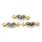 Rack Plating Brass Micro Pave Clear Cubic Zirconia Heart Connector Charms, with Enamel & Shell, Real 18K Gold Plated, Long-Lasting Plated, Lead Free & Cadmium Free, Indigo, 10x31x4mm, Hole: 1.4mm