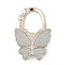 Glitter Butterfly Zinc Alloy Crystal Rhinestone Bag Hanger, Foldable Purse Hooks with Leather, Dark Sea Green, 70x49x10mm