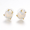 Opalite Stud Earrings, with Golden Tone Brass Findings, Faceted Teardrop, 13.5~14x10.5mm, Pin: 0.8mm