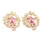 Rack Plating Alloy Enamel Pendants, with ABS Imitation Pearl, Golden, Flat Round Charm, Starfish, 30x26.5x4mm, Hole: 2mm