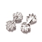 Brass Micro Pave Clear Cubic Zirconia Fold Over Clasps, Flower, Platinum, 28x13x5mm, Hole: 1mm