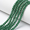 Opaque Solid Color Glass Beads Strands, Faceted, Rondelle, Green, 4x3mm, Hole: 0.4mm, about 130pcs/strand, 16.54 inch(42cm)