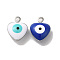 304 Stainless Steel Charms, with Enamel, Heart with Evil Eye Charm, Stainless Steel Color, Mixed Color, 10.5x8x4mm, Hole: 1.2mm