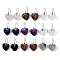 Gemstone Dangle Earrings, with Rack Plating Brass Earring Hooks, Cadmium Free & Lead Free, Heart, 40x23mm