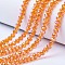 Electroplate Glass Beads Strands, AB Color Plated, Faceted, Rondelle, Dark Orange, 3.5~3.8x3mm, Hole: 0.4mm, about 113~115pcs/strand, 32~33cm