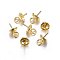 201 Stainless Steel Cup Pearl Peg Bails Pin Pendants, For Half Drilled Beads, Real 18K Gold Plated, 8x5mm, Hole: 2mm, Pin: 0.7mm