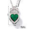 Fashionable Brass Cubic Zirconia Crown Heart-Shaped Pendant Dapped Chain Necklaces for Women, Platinum, Green, 15.75 inch(40cm)