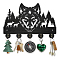 Wood & Iron Wall Mounted Hook Hangers, Decorative Organizer Rack, with 2Pcs Screws, 5 Hooks for Bag Clothes Key Scarf Hanging Holder, Wolf, 200x300x7mm.