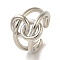 Rack Plating Brass Cuff Rings, Long-Lasting Plated, Lead Free & Cadmium Free, Platinum, Adjustable