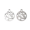 Non-Tarnish 316 Surgical Stainless Steel Charms, Laser Cut, Flat Round Charm, Stainless Steel Color, Tree, 14.5x12.5x1mm, Hole: 1.5mm