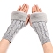 Acrylic Fibers Knitting Fingerless Gloves, Arm Warmer, Winter Warm Gloves with Thumb Hole, Gray, 210x60mm