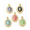 Oval with Virgin Mary Brass Micro Pave Clear Cubic Zirconia Pendants, with Enamel & Shell, Long-Lasting Plated, Lead Free & Cadmium Free, Real 18K Gold Plated, Mixed Color, 22x16x4mm, Hole: 5x3.5mm