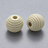 Painted Natural Wood Beehive Beads WOOD-Q040-019B-A08-2