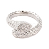 Teardrop Brass Micro Pave Clear Cubic Zirconia Open Cuff Rings RJEW-U009-06P-2