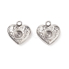 304 Stainless Steel Heart Charms Rhinestone Settings X-STAS-E083-13P-1