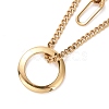 PVD Vacuum Plating 304 Stainless Steel Double Chains Multi Layered Necklace with Ring Charm for Women STAS-E155-17G-2