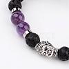 Natural Lava Rock Bead Stretch Bracelets BJEW-JB02273-03-2