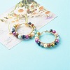 Natural Pearl Beads Hoop Earrings with 304 Stainless Steel Pin EJEW-JE04567-4