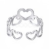 304 Stainless Steel Heart Open Cuff Ring RJEW-T023-57P-2