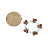 Cherry Glass Beads Finger Rings RJEW-JR00728-3