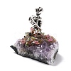 Natural Tourmaline Cluster & Alloy Miner Model Ornament DJEW-D002-07AS-02-2