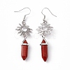 Natural Red Jasper Bullet with Sun Dangle Earrings EJEW-I276-01P-06-3